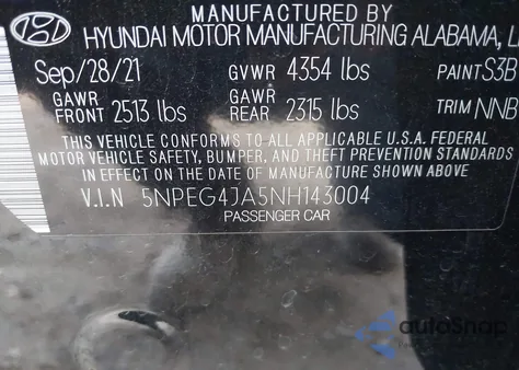 2022 Hyundai Sonata Se z USA, uszkodzony, nr VIN 5NPEG4JA5NH143004